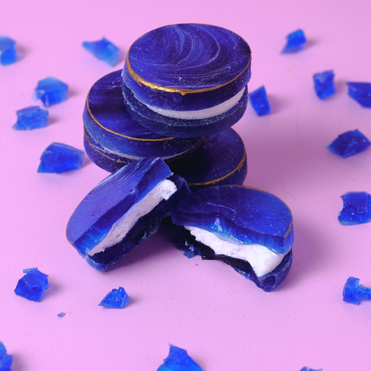 Blueberry Cheesecake Crystal Candy – purple candy shell with tangy cheesecake marshmallow filling
