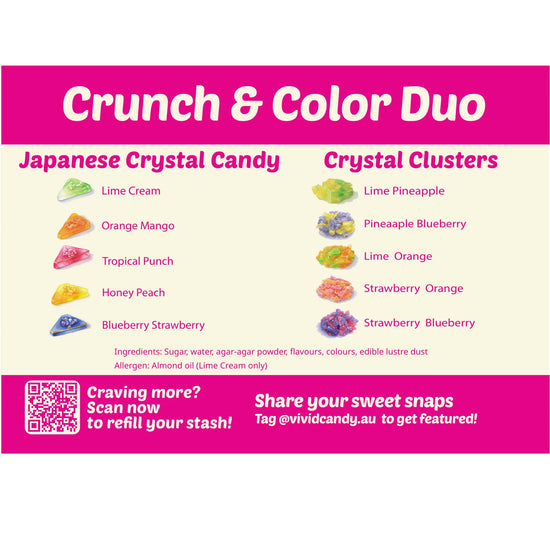 Crunch & Colour Duo – Japanese Crystal Candy + Clusters (10 pcs)