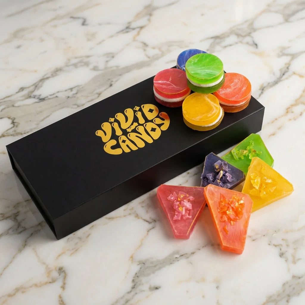 Custom printed Crunch & Gooey Duo crystal candy gift box sleeve
