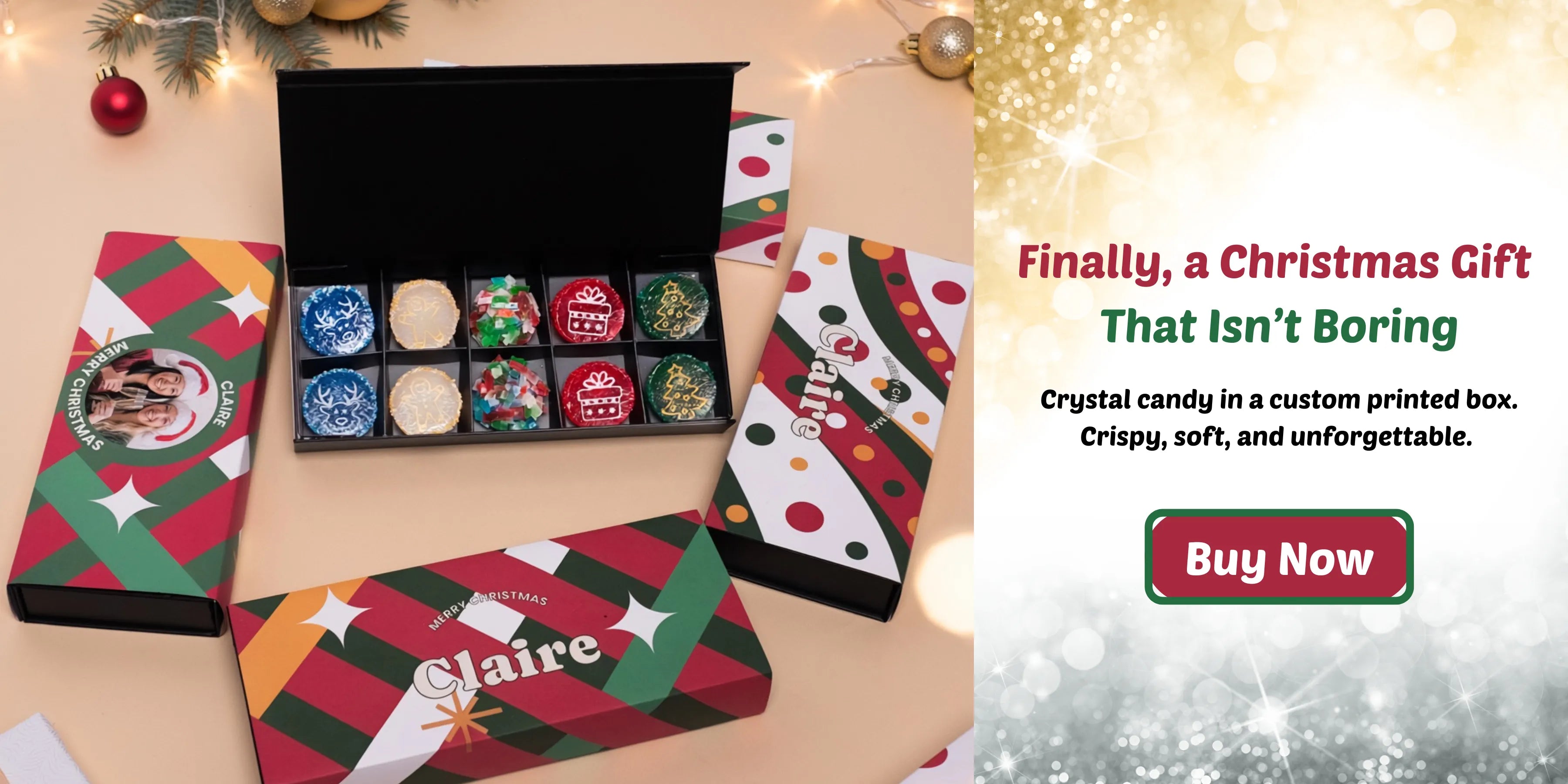 Personalised Christmas crystal candy gift box